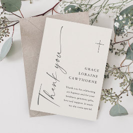 Moderne Elegante Script Geslachtsneutrale Doop Bedankkaart