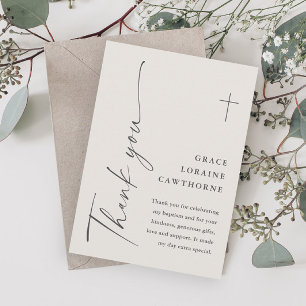 Moderne Elegante Script Geslachtsneutrale Doop Bedankkaart