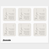 Moderne Elegante Script Geslachtsneutrale Doop Vierkante Sticker (Vel)