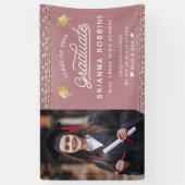 Moderne Elegante Script Gouden Afstudeerfoto Cassi Spandoek (Verticaal)
