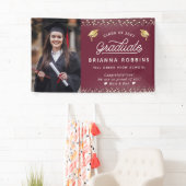 Moderne Elegante Script Gouden Afstudeerfoto Kasta Spandoek (Insitu)