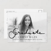 Moderne elegante script gradiënt afstudeerfoto pos briefkaart (Voorkant / Achterkant)