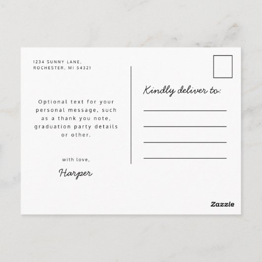 Moderne elegante script gradiënt afstudeerfoto pos briefkaart (Achterkant)