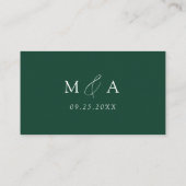 Moderne Elegante Script Groene Trouw Plaatskaartje (Achterkant)