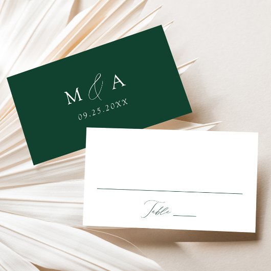 Moderne Elegante Script Groene Trouw Plaatskaartje