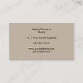 Moderne Elegante Script Haarstylist Beige Visitekaartje (Achterkant)