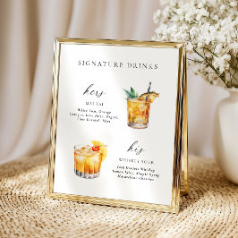 Moderne Elegante Script Handtekening Dranken Cockt Poster