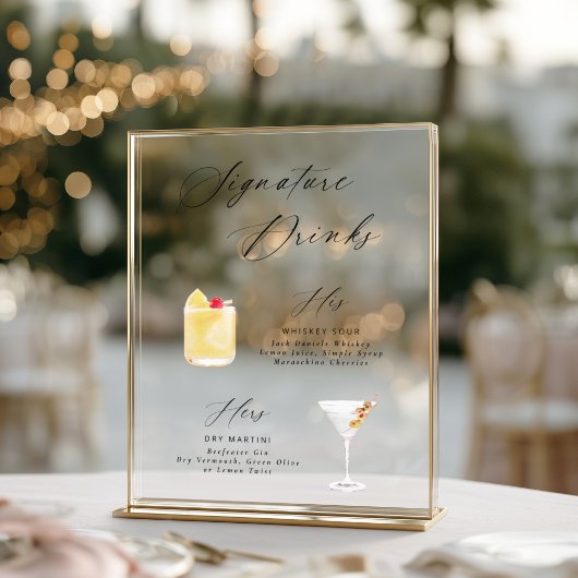 Moderne Elegante Script Handtekening Dranken Poste Acryl Bord