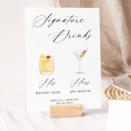 Moderne Elegante Script Handtekening Dranken Poste Poster
