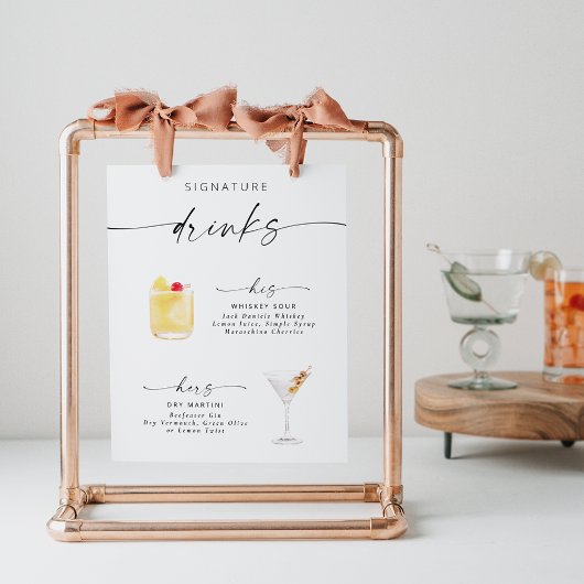 Moderne Elegante Script Handtekening Dranken Poste Poster