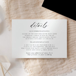 Moderne Elegante Script Huwelijksdetails Kaart