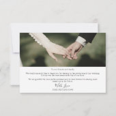 Moderne Elegante Script Huwelijksfoto Dankkaart Bedankkaart (Achterkant)