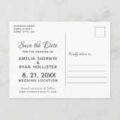 Moderne Elegante Script Huwelijksfoto Save the Dat Aankondigingskaart (Achterkant)