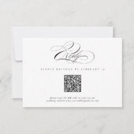 Moderne Elegante Script Klassieke QR-code Trouw-RS RSVP Kaartje