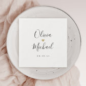 Moderne, elegante script koppels noemen bruiloft servet