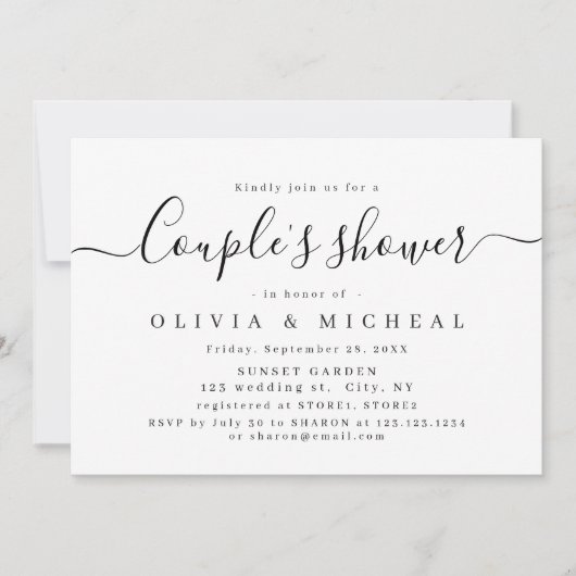 Moderne, elegante script koppelt douche kaart (Voorkant)