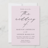 Moderne Elegante Script Lavendel Bruiloft Kaart (Voorkant)