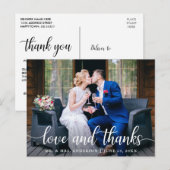Moderne Elegante Script Liefde Dank Huwelijksfoto  Briefkaart (Voorkant / Achterkant)