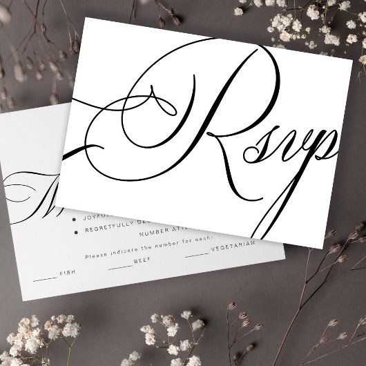 Moderne elegante script maaltijd keuze bruiloft RSVP kaartje
