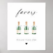 Moderne Elegante Script Mini Champagneflessen Poster (Voorkant)