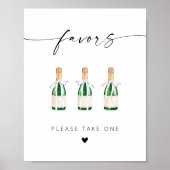 Moderne Elegante Script Mini Champagneflessen Poster (Voorkant)