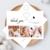 Moderne Elegante Script Minimaal 3 Foto Baby Showe Briefkaart