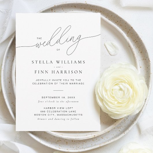 Moderne Elegante Script Minimalistische Trouwkaart Kaart