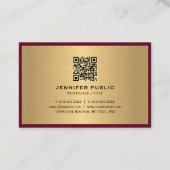 Moderne Elegante Script Monogram Bordeaux Goud Eur Visitekaartje (Achterkant)