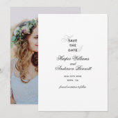 Moderne Elegante Script Monogram Huwelijksfoto Save The Date (Voorkant / Achterkant)