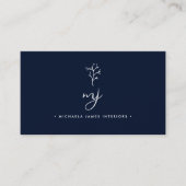 Moderne Elegante Script Monogram QR-code Visitekaartje (Voorkant)