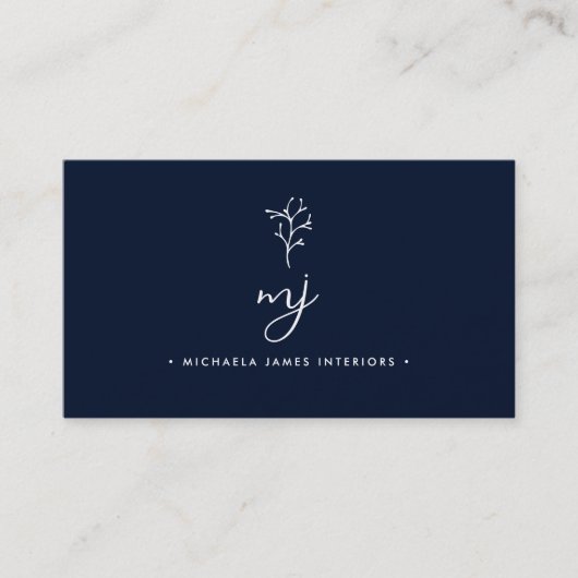 Moderne Elegante Script Monogram QR-code Visitekaartje (Voorkant)