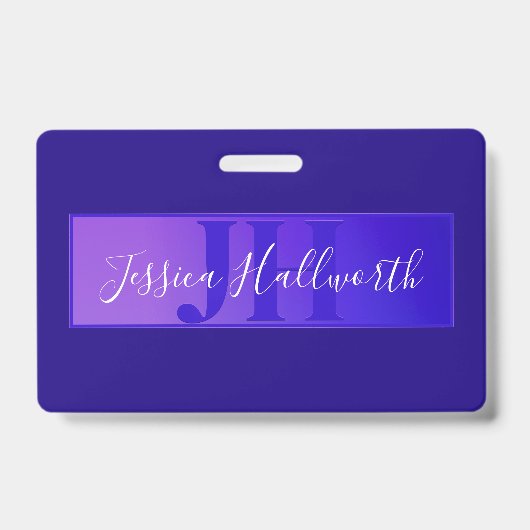 Moderne Elegante Script Naam & Monogram Ombre Paar Badge (Voorzijde)