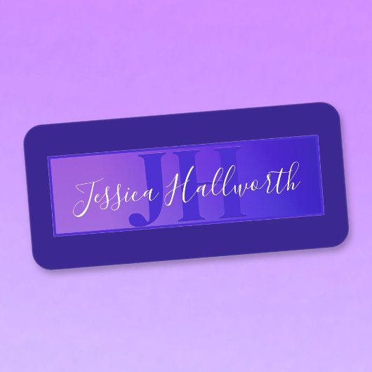 Moderne Elegante Script Naam & Monogram Ombre Paar Labels