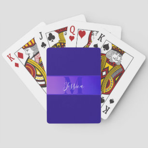 Moderne Elegante Script Naam & Monogram Ombre Paar Pokerkaarten