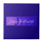 Moderne Elegante Script Naam & Monogram Ombre Paar Tegeltje (Voorkant)
