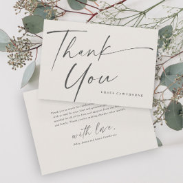 Moderne Elegante Script Neutrale Doop  Bedankkaart