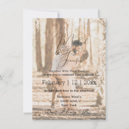 Moderne Elegante Script Overlay Trouwfoto Kaart