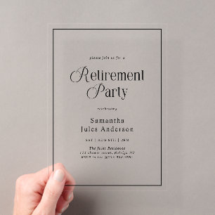 Moderne Elegante Script Pensioenfeest  Acryl Uitnodigingen