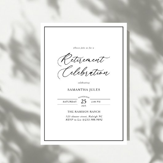 Moderne Elegante Script Pensioenfeest Kaart
