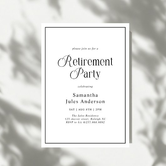 Moderne Elegante Script Pensioenfeest Kaart