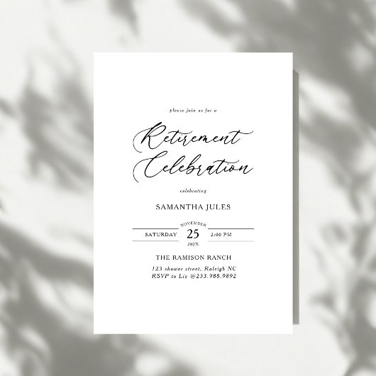 Moderne Elegante Script Pensioenfeest Kaart