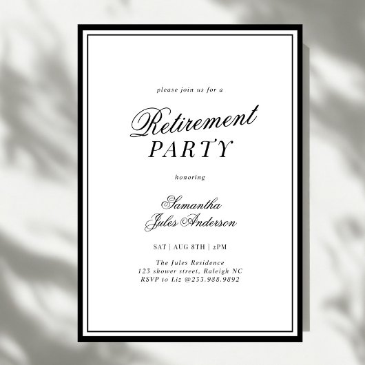 Moderne Elegante Script Pensioenfeest Kaart