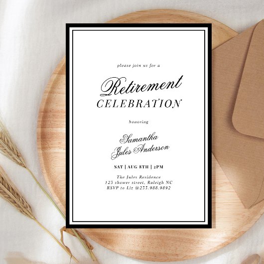 Moderne Elegante Script Pensioenfeest Kaart