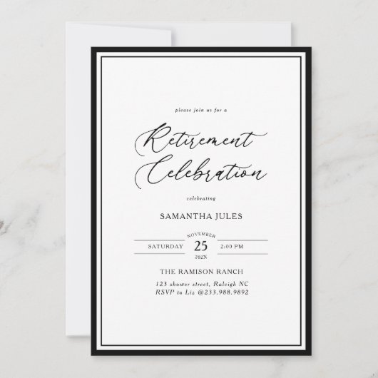 Moderne Elegante Script Pensioenfeest Kaart (Voorkant)