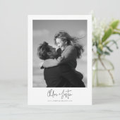 Moderne Elegante Script Polaroid Foto Bruiloft Kaart (Staand voorkant)