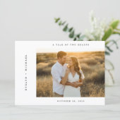 Moderne Elegante Script QR Code Foto Bruiloft Kaart (Staand voorkant)