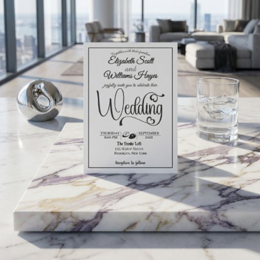 Moderne Elegante Script QR Code Foto Budget Bruilo Kaart