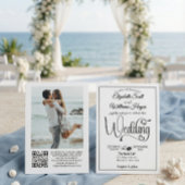 Moderne Elegante Script QR Code Foto Budget Bruilo Kaart
