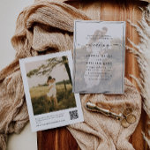 Moderne Elegante Script QR Code Foto Budget Bruilo Kaart