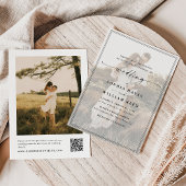 Moderne Elegante Script QR Code Foto Budget Bruilo Kaart